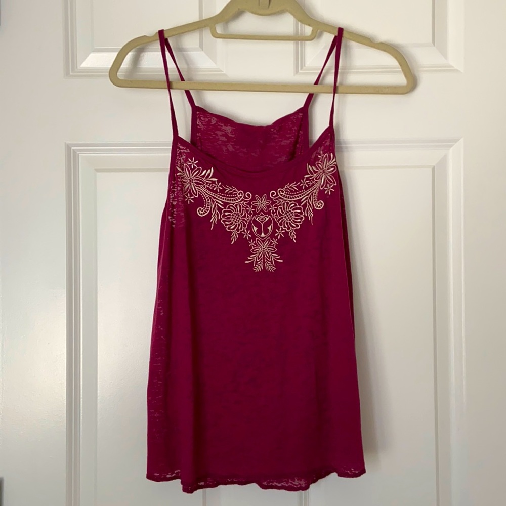 Maroon colored tank top by Tomorrowland